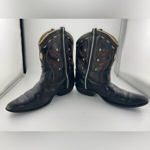 Vintage kids' Acme peewee cowboy Cut Out boots Black​​​​​​​​​​​